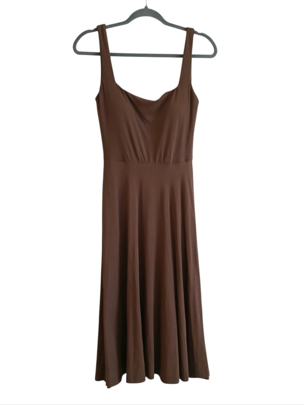 OGL Move Padded Bra Top Fit Flare Dress M Brown Pockets Stretch Feminine Classic